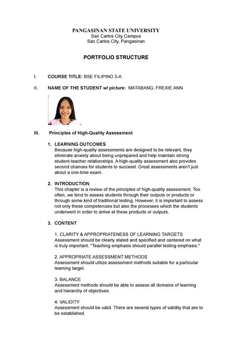 portfolio in mapeh|Portfolio Structure Matabang, Frexie ANN .